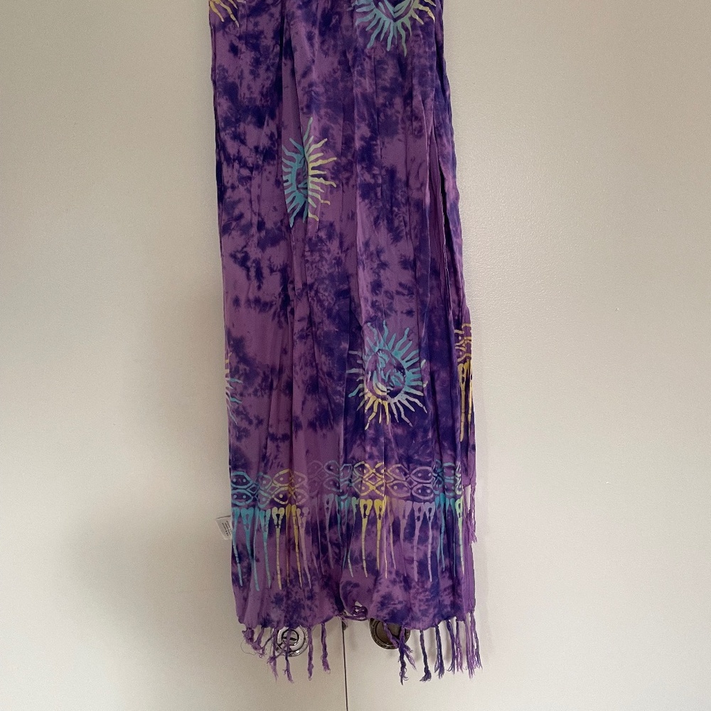 DONATED— Paradise Lahaina Purple Sun TieDye Fringed Scarf
